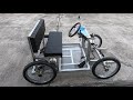 DIY electric car 4-wheel bicycle with aluminum profile frame.