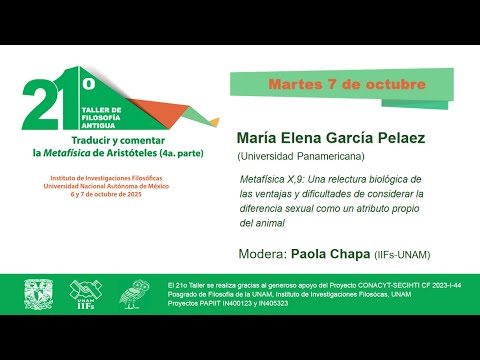  21º TALLER DE FILOSOFÍA ANTIGUA • María Elena García Pelaez 