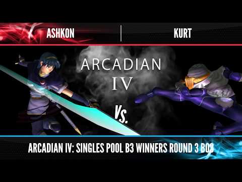 Arcadian 4 - Ashkon (Marth) vs. HFFC | Kurt (Sheik) - SSBM Singles Poo1 B3 WR3 - Smash Melee