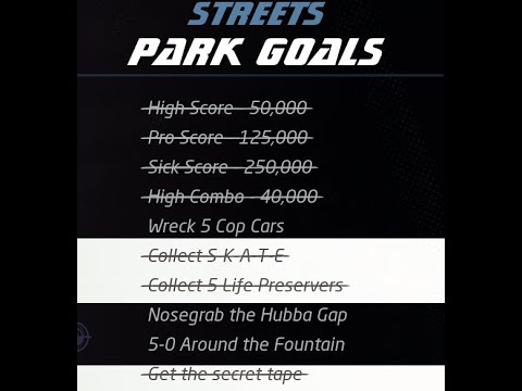 THPS 1 + 2 Streets Collect S-K-A-T-E / Collect 5 Life Preservers / Get the Secret Tape