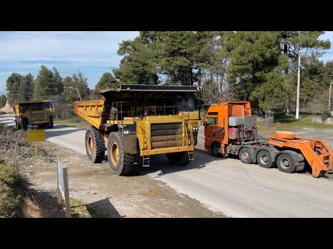 Loading And Transporting The Huge Caterpillar 777C Dumper - Sotiriadis/Labrianidis Mining Works