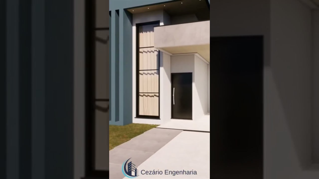 Projeto de Fachada Moderna com Pé Direito Alto #projeto #casas #3d