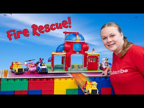 Assistant Races the Paw Patrol Fire Rescue Pups to the Fire Station and Lookout