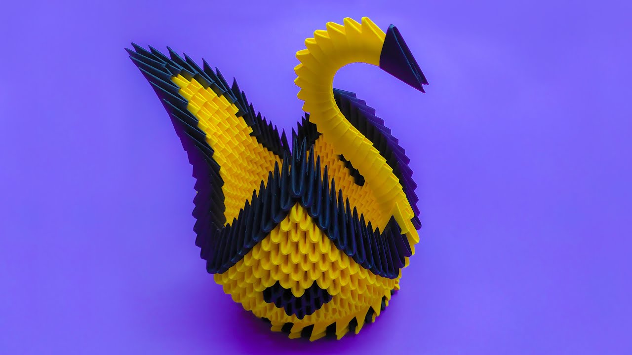 How to make a 3D origami Black and Yellow Swan