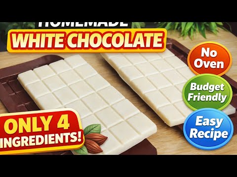 White Chocolate Recipe | Homemade White Chocolate with Only 4 Ingredients | White Chocolate Bar