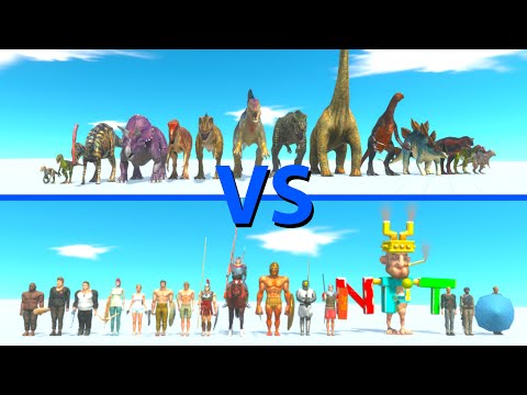 ALL DINOSAURS TEAM vs ALL HUMANS TEAM - Animal Revolt Battle Simulator ARBS
