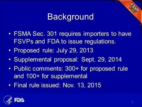 FSMA Webinar: Final Rules for FSVP and Third Party Auditors
