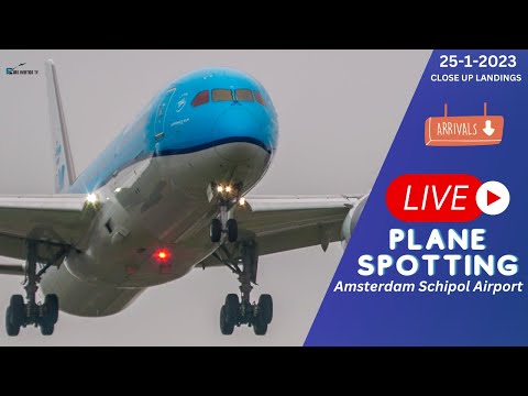🔴 LIVE Plane Spotting CLOSE UP ARRIVALS From Foggy Amsterdam Schiphol Airport