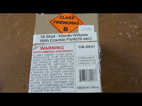 16 shot Nishiki Willows with crackle pistols by  Class B (Firework Plus' house brand)