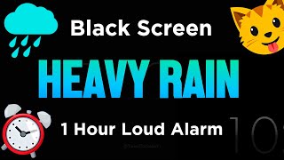 Black Screen 🖥 10 Hour Timer ⏱️ Soothing Rain Sounds ☂ + 1 Hour Loud Alarm for Sleeping 😴  (no ads)