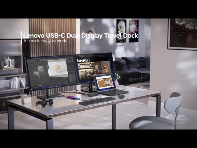 لينوفو ديسبلاي جهاز  بقاعدة USB-C موديل 40B90100UK