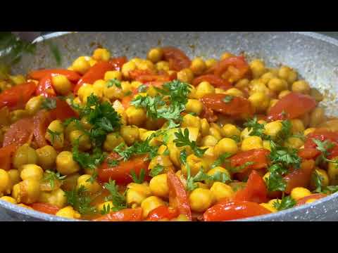 GARBANZOS con TOMATE CHERRY 🍅 a la sarten | Receta rapida y saludable