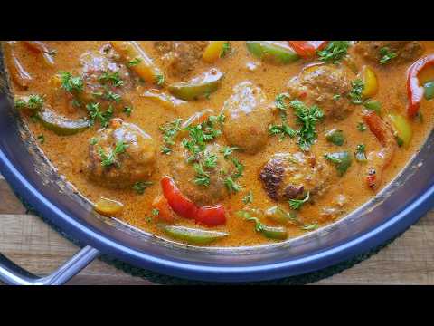 Feta Hackbällchen mit cremiger Ajvar Sauce & Paprika | Rezept | Einfach | Schnell | Kochen | Bifteki