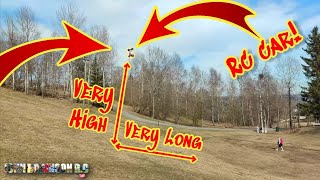 RC car big jumps as far as possible on a kids ski slope! WLToys 144001 #shorts