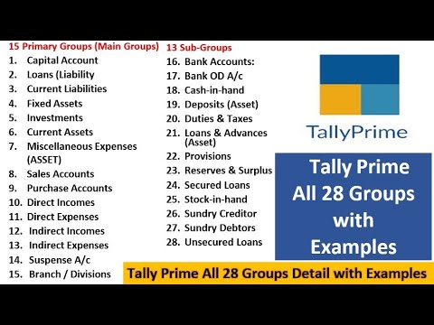 Tally Prime All 28 Groups Detail With Example || Tally All 28 Group Detail with Theory In hindi#gk