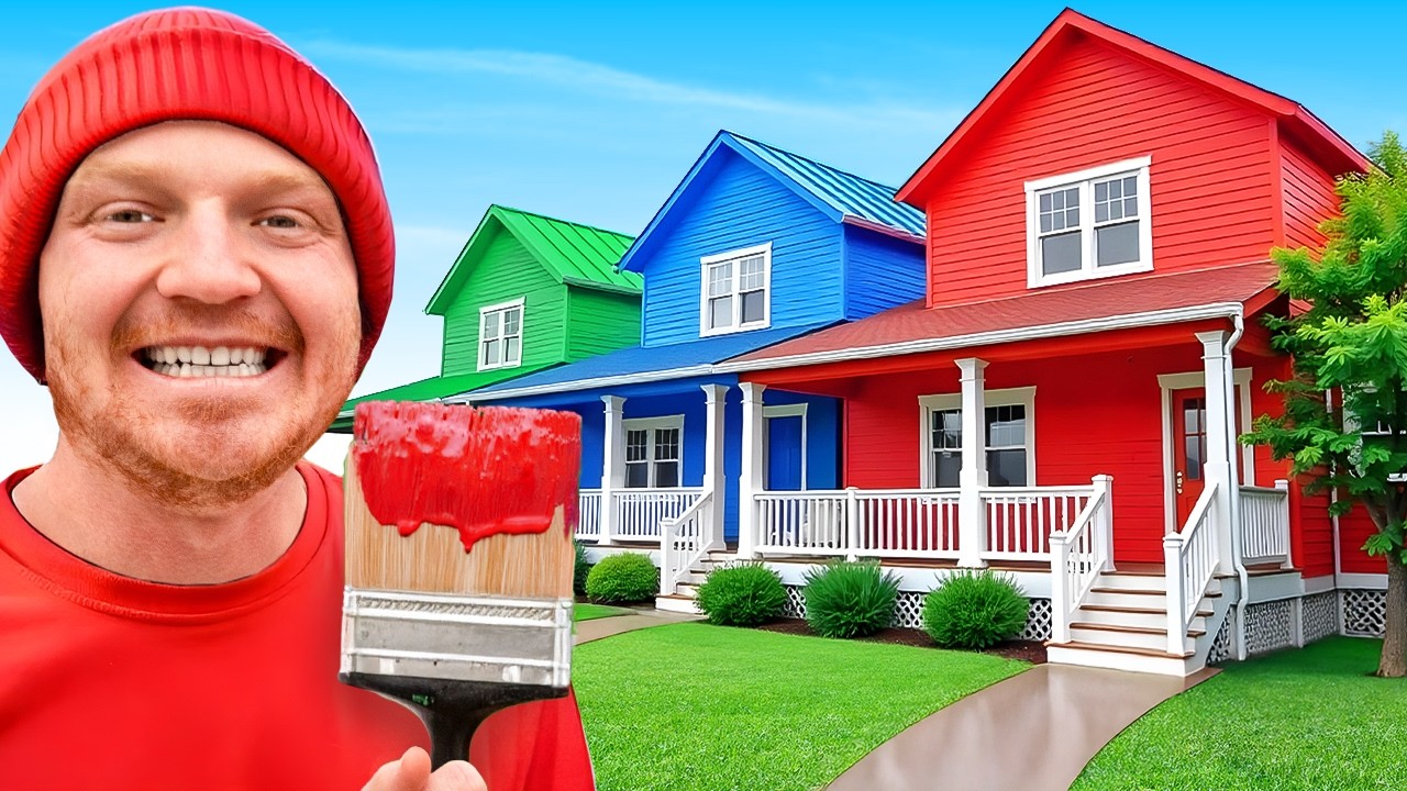 I Survived 3 Houses In ONE COLOR!