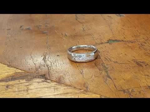 1 Ct. Five Stone Princess Cut Channel Set Men's Wedding Band -TwoBirch - TB-GR-0005-WG-L