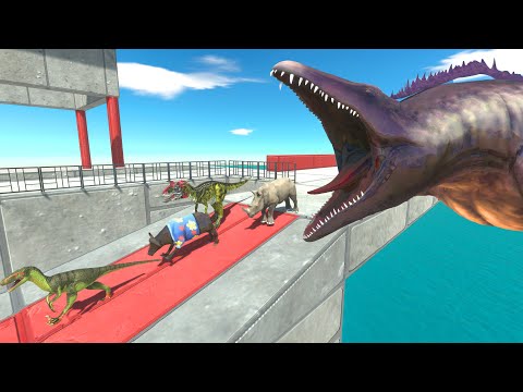 Escape the Tower of Death – Can Dinosaurs and Beasts Reach the Boat Before the Mosasaurus Strikes?