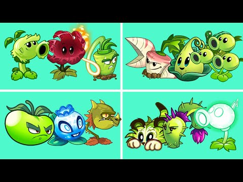 Team Primal Pea+Meteor Flower+Wasabi Vs 03 team Plant - Who Will Win? - PvZ 2 Team Plant