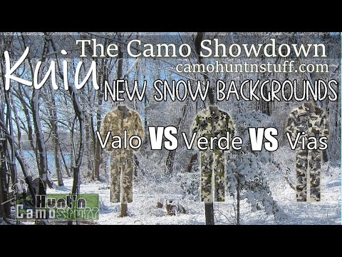 Camo Showdown with Snow Backgrounds - Kuiu Valo VS Verde VS Vias with deer vision.
