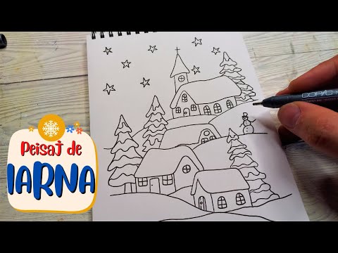 Deseneaza un PEISAJ de IARNA Usor Pas cu Pas FARA SCHITA 🤯