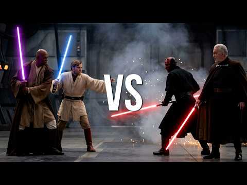 Who Would Win? Obi-Wan Kenobi & Mace Windu vs Darth Maul & Count Dooku