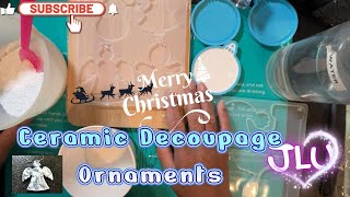 Resin Project-Decoupage on Ceramic Ornaments with Blue & White Napins