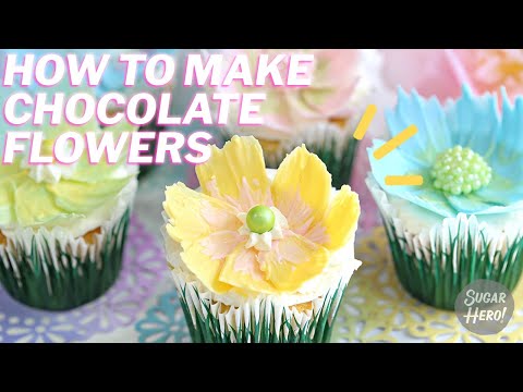 Easy chocolate flowers for cakes or cupcakes