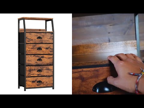 Fixwal Black Tall Skinny Dresser for Bedroom, Narrow Storage Dresser Organizer with 5 Fabric Drawers, Nightstand Furniture in Closet, Entryway, Hallway video review thumbnail
