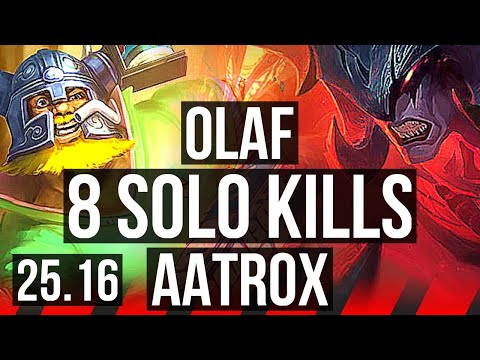 OLAF vs AATROX (TOP) | 8 solo kills, 49k DMG, 1100+ games, Dominating | KR Master | 25.16