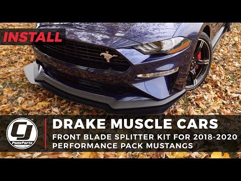2018-2022 Mustang Install | Drake Muscle Cars Satin Black Front Blade Splitter