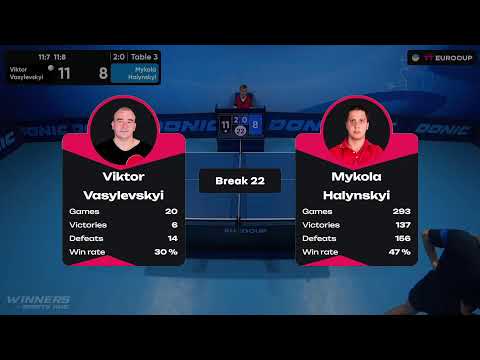 11:10 Viktor Vasylevskyi - Mykola Halynskyi 29.07.2023 TT Euro.Cup Ukraine Star. TABLE 3