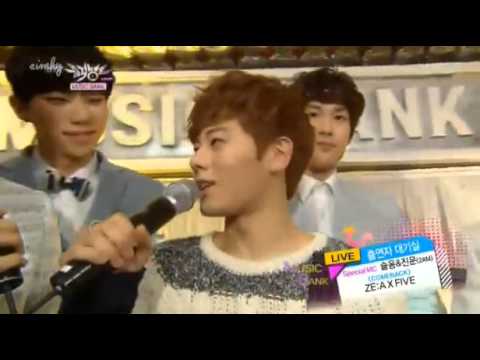 [HD] 130329 ZE:A Five With MC 2AM Jinwoon Seulong Backstage @ Music Bank