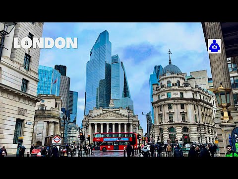 London City Walking Tour  | Historic Streets in Rain | St Paul's to Tower Bridge [4K HDR]