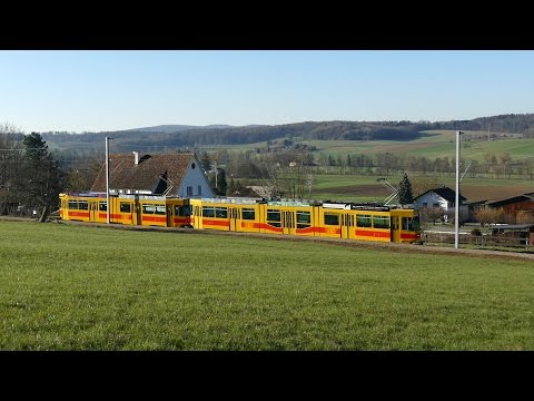 Tram 10 de la BLT entre Rodersdorf et Leymen