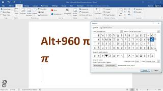 How to type Pi Symbol in Word