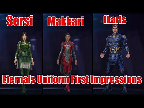 Eternals Sersi, Makkari and Ikaris Uniforms First Impressions (Marvel Future Fight)