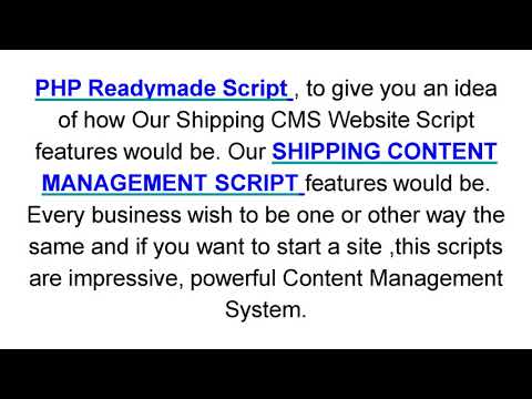 Shipping CMS Script - PHP Readymade Script