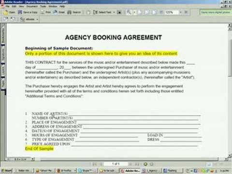 Agency Booking Agreement by MusicContracts101.com Hip Hop Lil Wayne Jay Z 50 Cent Music Business Music Industry Rock Pop Soul Jazz Gospel Marie Carey Justin Timberlake
