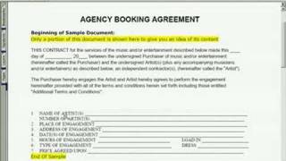 Agency Booking Agreement by MusicContracts101.com Hip Hop Lil Wayne Jay Z 50 Cent Music Business Music Industry Rock Pop Soul Jazz Gospel Marie Carey Justin Timberlake