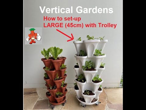 Mr Stacky 5 Tier Vertical Garden + Heavy Duty Trolley Set-up - Large (45cm) Planters