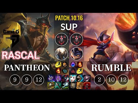 GEN Rascal Pantheon vs Rumble Sup - KR Patch 10.16