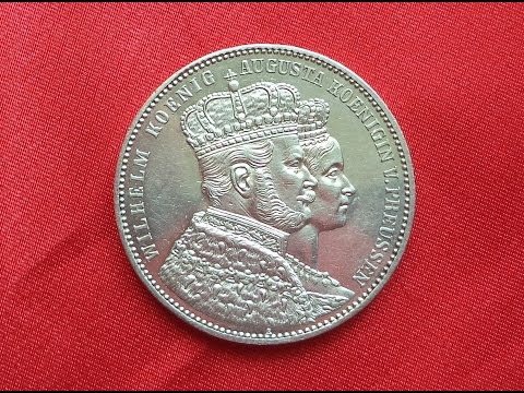 GERMANY Prussia SILVER THALER 1861 - Coronation of Wilhelm and Augusta - Коронация Вильгельма