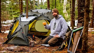 Hot Tent Camping in Rain