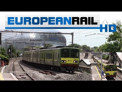 Iarnród Éireann Irish Rail DART 8500 EMU arrives & 8100 EMU calls at Grand Canal Dock Station