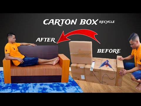 Modernes minimalistisches Sofa aus gebrauchtem Karton – Anleitung, wie man ein cooles Sofa baut