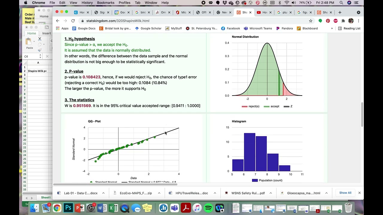 Testing for Normality and transforming data
