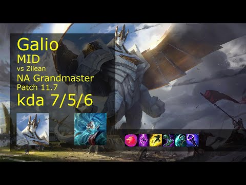 Galio Mid vs Zilean - NA Grandmaster 7/5/6 Patch 11.7 Gameplay