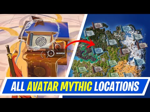 All Fortnite x Avatar the Last Airbender Mythics Weapon Locations (Air, Fire, Water, Earth Bending)