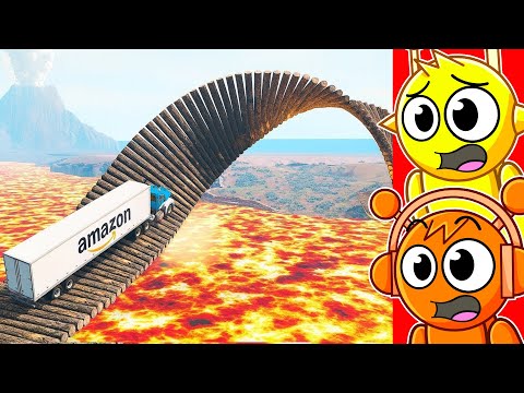 Cars vs IMPOSSIBLE Loop Bridge! (Funny Animations)